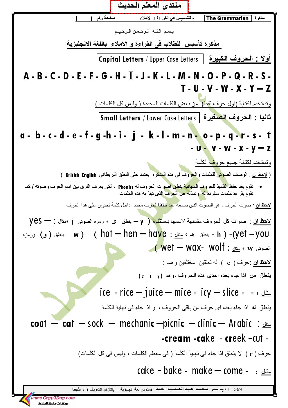 الحروف الساكنة والمتحركة في اللغة الانجليزية-تعالوا نفهم ما هى الحروف المتحركه 1932 8