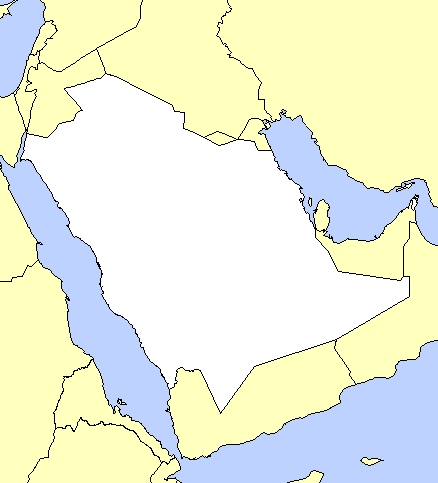 خريطة صماء لشبه الجزيرة العربية - موقع الجزيره علي الخريطه والوانها المتعدده في رسم الخريطه 5123 8