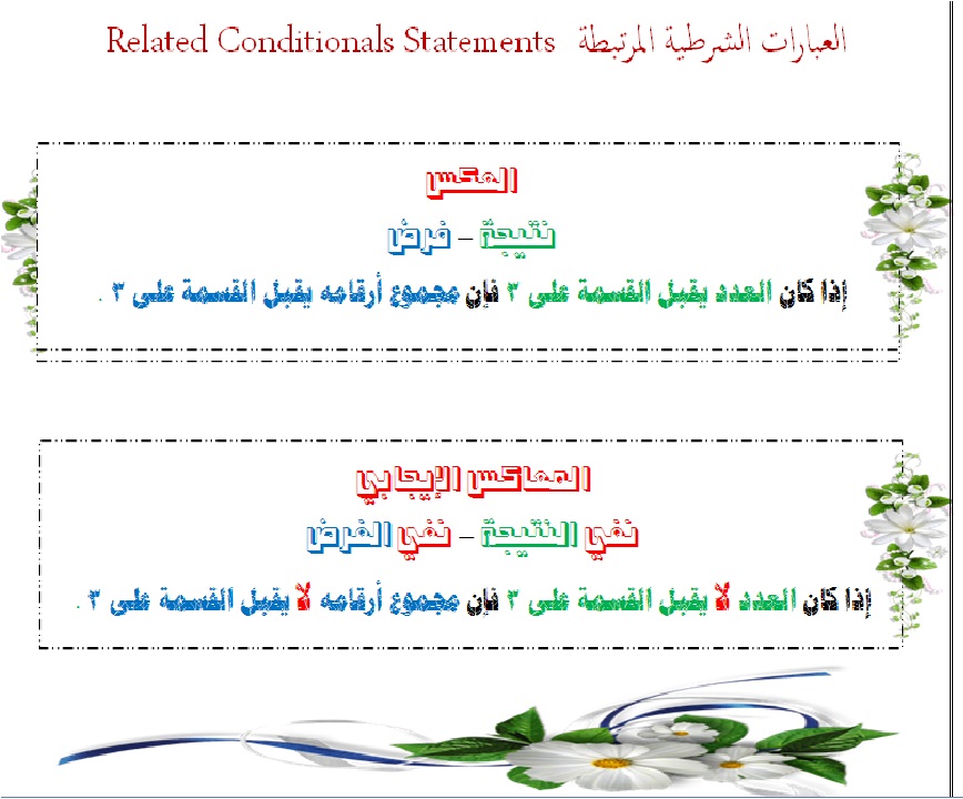 العبارات الشرطية اول ثانوي - درس العبارات الشرطيه في رياضيات الصف الاول الثانوي 105 1