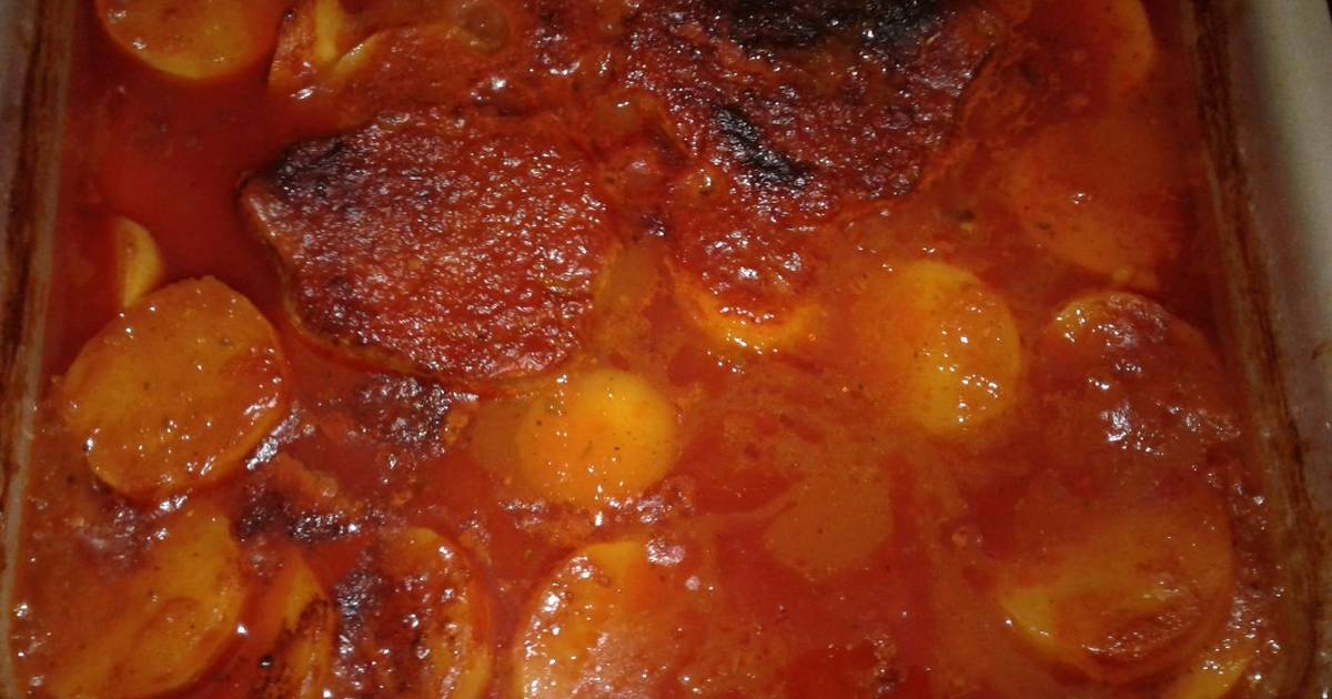 البطاطس بالصلصة بالصلصه بالفرن صينية طاجن طريقة عمل في لطبخ وصفه