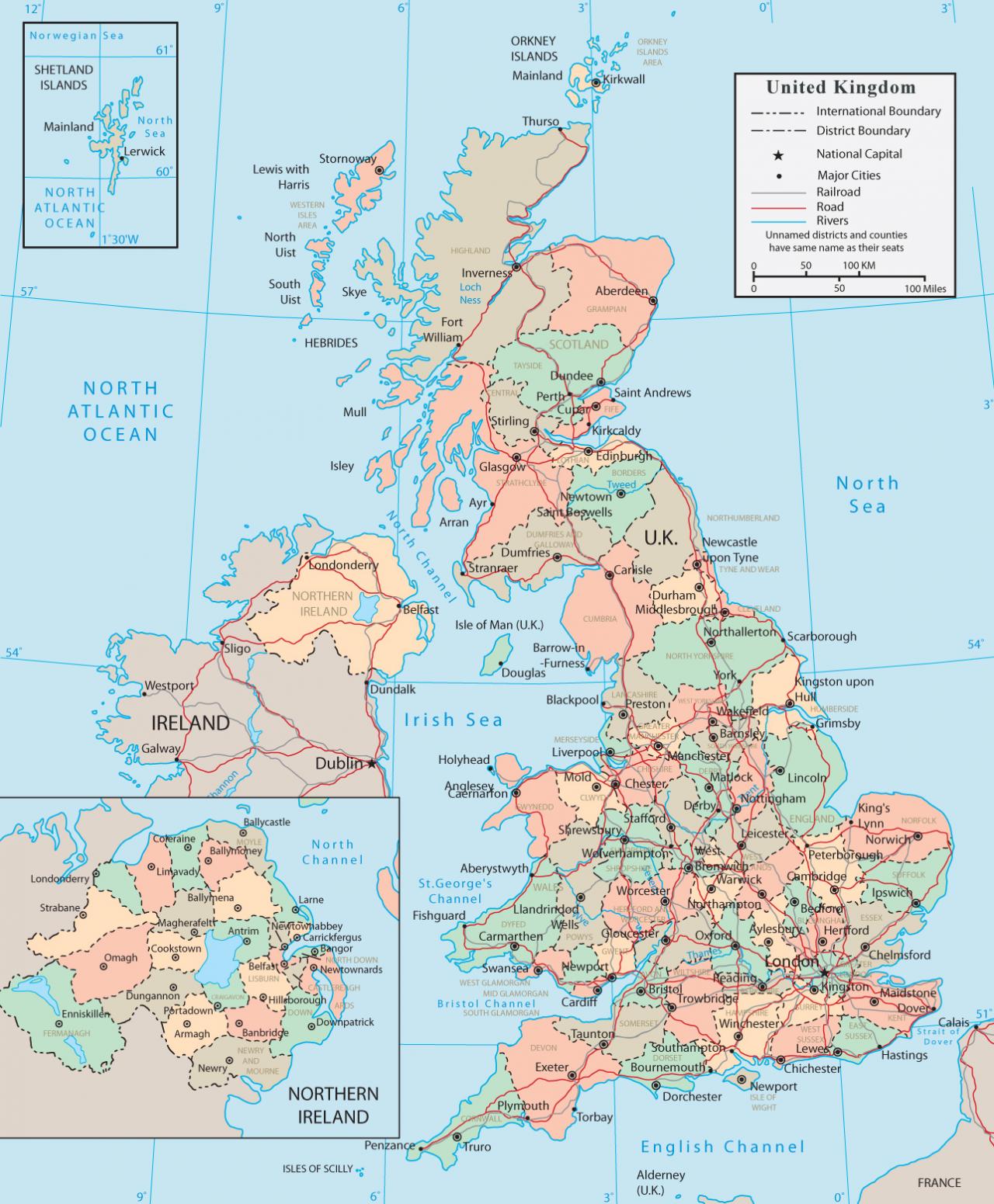 خريطة المملكة المتحدة خرائط توضيحه لتقسيمات بريطانيا رهيبه