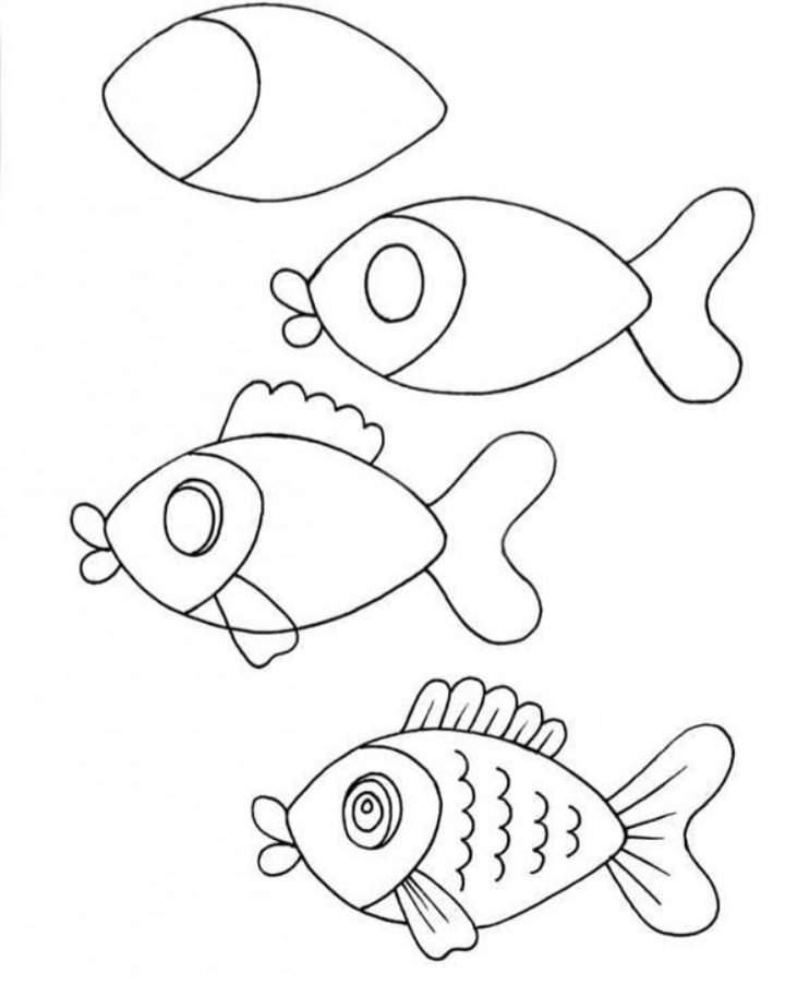 رسم سمكة كيفية